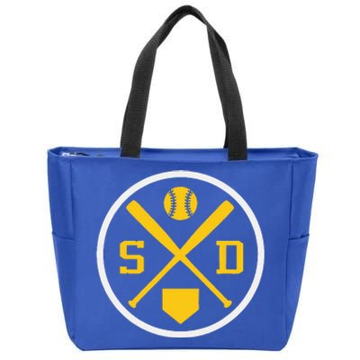 Retro San Diego Baseball Emblem Vintage Sd Zip Tote Bag