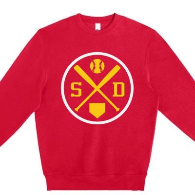 Retro San Diego Baseball Emblem Vintage Sd Premium Crewneck Sweatshirt