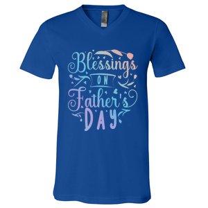 Retro Son Daughter Family Matching Blessing On Father's Day Cute Gift V-Neck T-Shirt