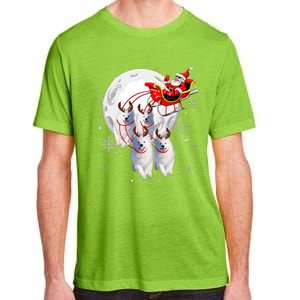 Reindeer Samoyed Dogs Pulling Santa Claus Sleigh Christmas Adult ChromaSoft Performance T-Shirt