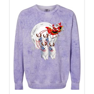 Reindeer Samoyed Dogs Pulling Santa Claus Sleigh Christmas Colorblast Crewneck Sweatshirt