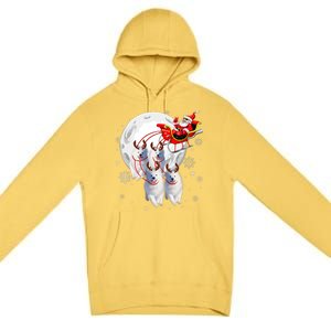 Reindeer Samoyed Dogs Pulling Santa Claus Sleigh Christmas Premium Pullover Hoodie