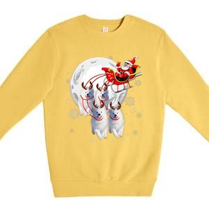 Reindeer Samoyed Dogs Pulling Santa Claus Sleigh Christmas Premium Crewneck Sweatshirt