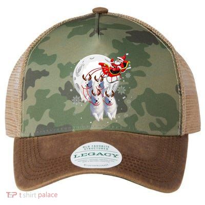 Reindeer Samoyed Dogs Pulling Santa Claus Sleigh Christmas Legacy Tie Dye Trucker Hat