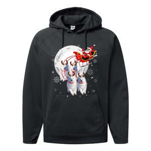 Reindeer Samoyed Dogs Pulling Santa Claus Sleigh Christmas Performance Fleece Hoodie