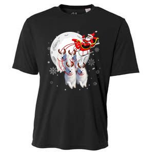 Reindeer Samoyed Dogs Pulling Santa Claus Sleigh Christmas Cooling Performance Crew T-Shirt