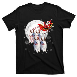 Reindeer Samoyed Dogs Pulling Santa Claus Sleigh Christmas T-Shirt