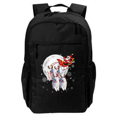Reindeer Samoyed Dogs Pulling Santa Claus Sleigh Christmas Backpack