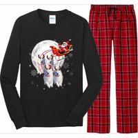 Reindeer Samoyed Dogs Pulling Santa Claus Sleigh Christmas Long Sleeve Pajama Set