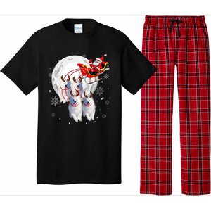 Reindeer Samoyed Dogs Pulling Santa Claus Sleigh Christmas Pajama Set