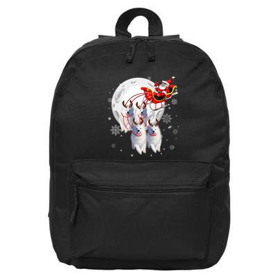 Reindeer Samoyed Dogs Pulling Santa Claus Sleigh Christmas 16 in Basic Backpack