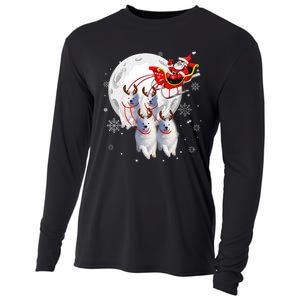 Reindeer Samoyed Dogs Pulling Santa Claus Sleigh Christmas Cooling Performance Long Sleeve Crew