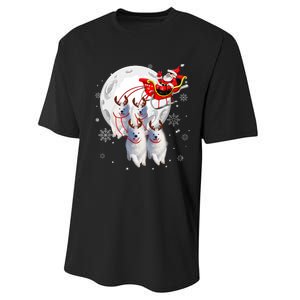 Reindeer Samoyed Dogs Pulling Santa Claus Sleigh Christmas Performance Sprint T-Shirt