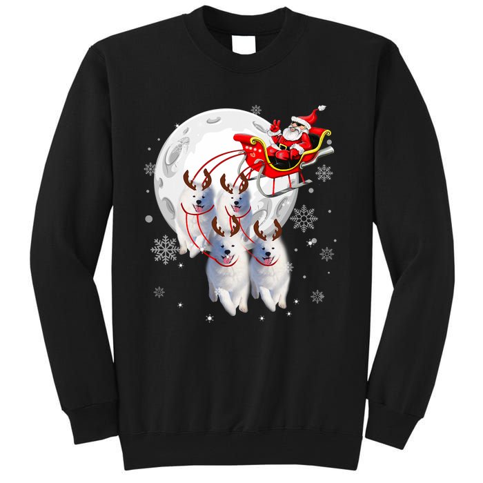 Reindeer Samoyed Dogs Pulling Santa Claus Sleigh Christmas Tall Sweatshirt