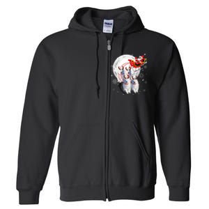 Reindeer Samoyed Dogs Pulling Santa Claus Sleigh Christmas Full Zip Hoodie