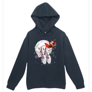 Reindeer Samoyed Dogs Pulling Santa Claus Sleigh Christmas Urban Pullover Hoodie