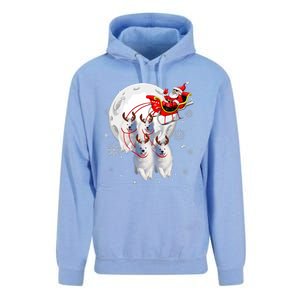 Reindeer Samoyed Dogs Pulling Santa Claus Sleigh Christmas Unisex Surf Hoodie