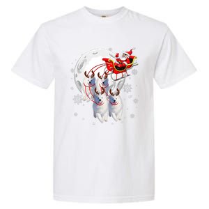 Reindeer Samoyed Dogs Pulling Santa Claus Sleigh Christmas Garment-Dyed Heavyweight T-Shirt