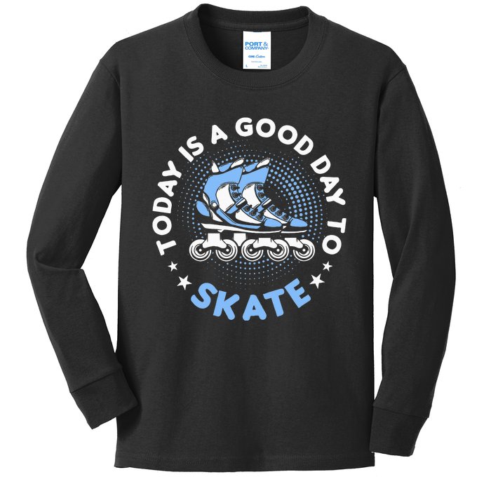 Roller Skate Design Roller Blades Skater Stuff Inline Skate Kids Long Sleeve Shirt