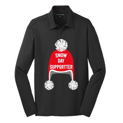 Retro Snow Day Supporter Fun Teacher And Student Snow Love Silk Touch Performance Long Sleeve Polo