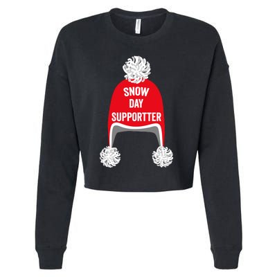 Retro Snow Day Supporter Fun Teacher And Student Snow Love Cropped Pullover Crew