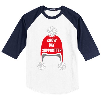 Retro Snow Day Supporter Fun Teacher And Student Snow Love Baseball Sleeve Shirt