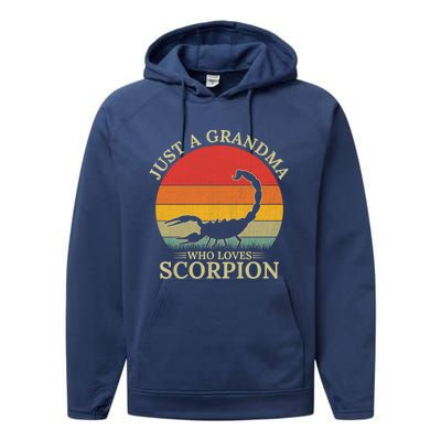 Retro Scorpion Design Just A Grandma Who Loves Scorpion Cute Gift Performance Fleece Hoodie