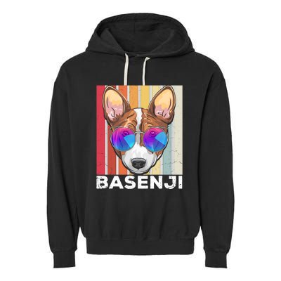 Retro Style Dog Lover Apparel Basenji With Sunglasses Gift Garment-Dyed Fleece Hoodie