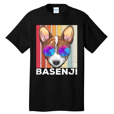 Retro Style Dog Lover Apparel Basenji With Sunglasses Gift Tall T-Shirt