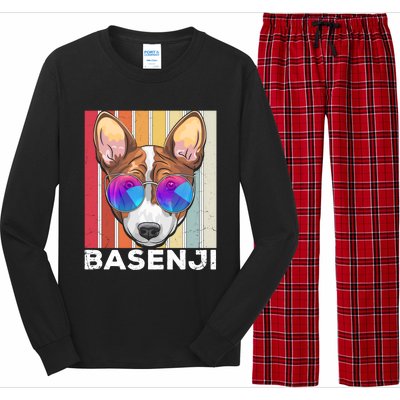 Retro Style Dog Lover Apparel Basenji With Sunglasses Gift Long Sleeve Pajama Set