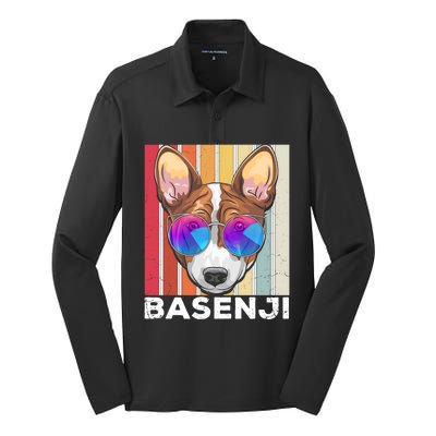 Retro Style Dog Lover Apparel Basenji With Sunglasses Gift Silk Touch Performance Long Sleeve Polo