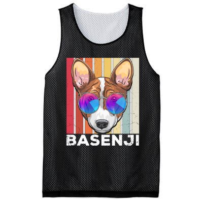 Retro Style Dog Lover Apparel Basenji With Sunglasses Gift Mesh Reversible Basketball Jersey Tank