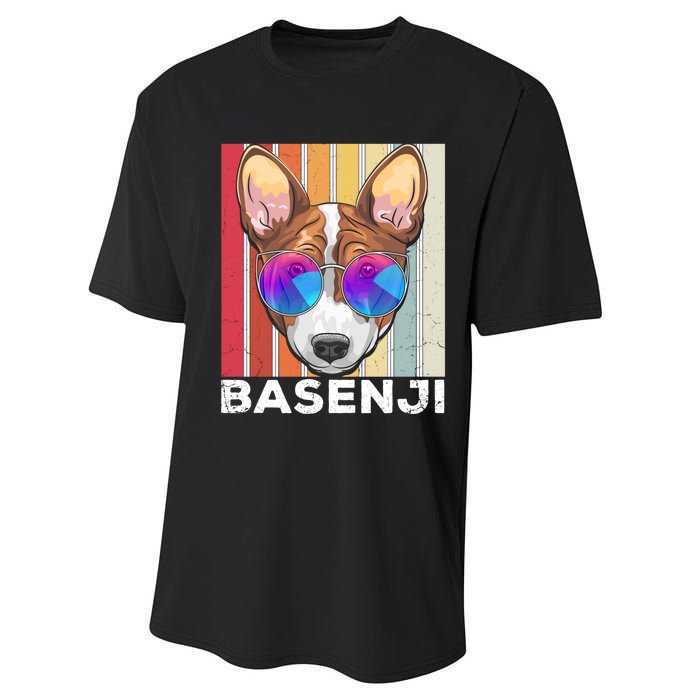 Retro Style Dog Lover Apparel Basenji With Sunglasses Gift Performance Sprint T-Shirt