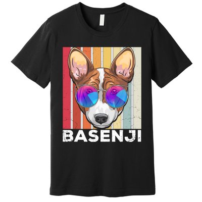 Retro Style Dog Lover Apparel Basenji With Sunglasses Gift Premium T-Shirt