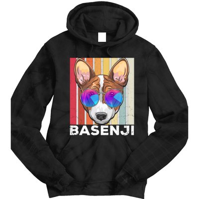 Retro Style Dog Lover Apparel Basenji With Sunglasses Gift Tie Dye Hoodie