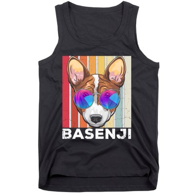 Retro Style Dog Lover Apparel Basenji With Sunglasses Gift Tank Top