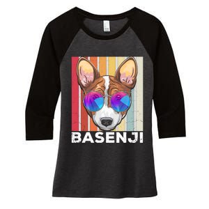 Retro Style Dog Lover Apparel Basenji With Sunglasses Gift Women's Tri-Blend 3/4-Sleeve Raglan Shirt