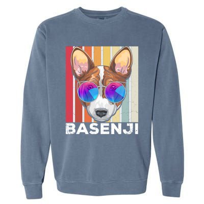 Retro Style Dog Lover Apparel Basenji With Sunglasses Gift Garment-Dyed Sweatshirt