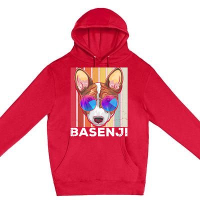 Retro Style Dog Lover Apparel Basenji With Sunglasses Gift Premium Pullover Hoodie