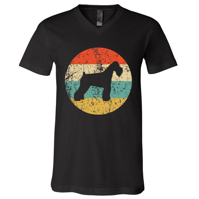 Retro Schnauzer Dog V-Neck T-Shirt