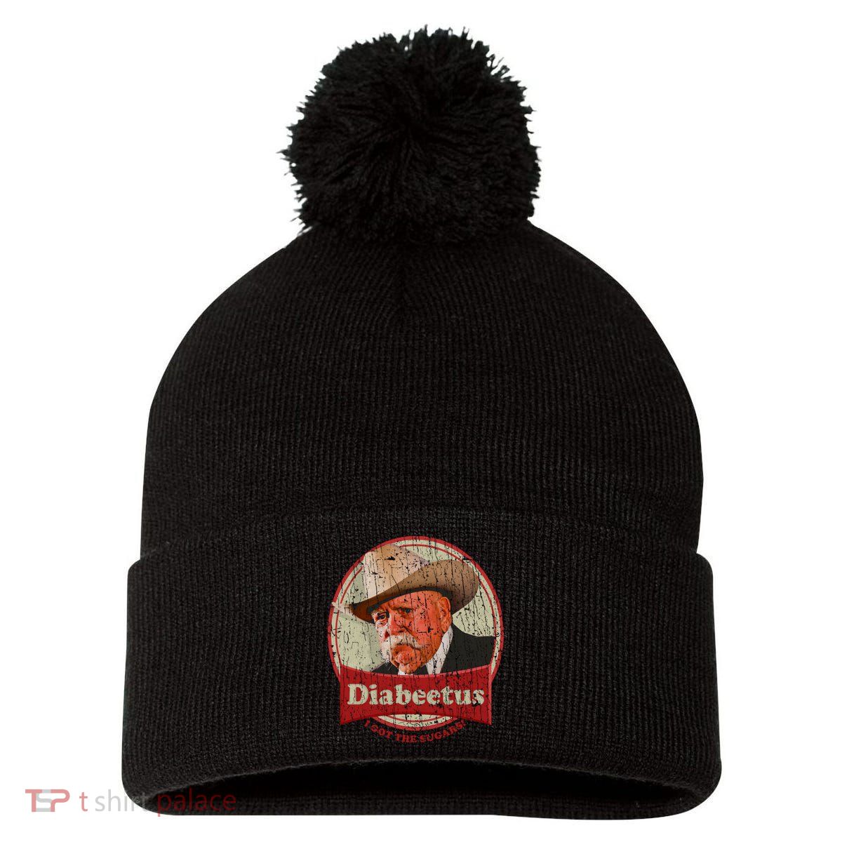 Diabeetus I Got The Sugars Distressed Pom Pom 12in Knit Beanie