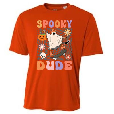 Retro Spooky Dude Ghost Skateboard JackOLantern Halloween Funny Gift Cooling Performance Crew T-Shirt