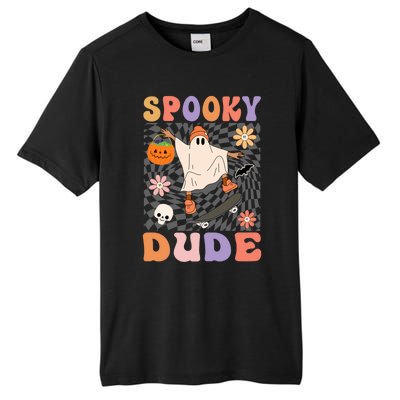 Retro Spooky Dude Ghost Skateboard JackOLantern Halloween Funny Gift Tall Fusion ChromaSoft Performance T-Shirt