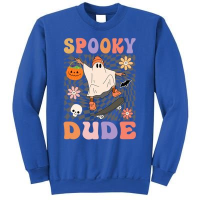 Retro Spooky Dude Ghost Skateboard JackOLantern Halloween Funny Gift Sweatshirt