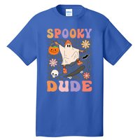 Retro Spooky Dude Ghost Skateboard JackOLantern Halloween Funny Gift Tall T-Shirt