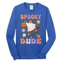 Retro Spooky Dude Ghost Skateboard JackOLantern Halloween Funny Gift Tall Long Sleeve T-Shirt