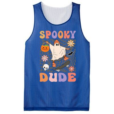 Retro Spooky Dude Ghost Skateboard JackOLantern Halloween Funny Gift Mesh Reversible Basketball Jersey Tank