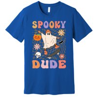 Retro Spooky Dude Ghost Skateboard JackOLantern Halloween Funny Gift Premium T-Shirt