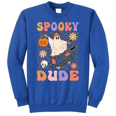 Retro Spooky Dude Ghost Skateboard JackOLantern Halloween Funny Gift Tall Sweatshirt