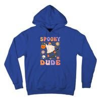 Retro Spooky Dude Ghost Skateboard JackOLantern Halloween Funny Gift Tall Hoodie